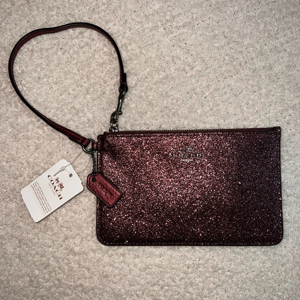 Coach Wristlet Metallic Cherry Glitter Sparkle